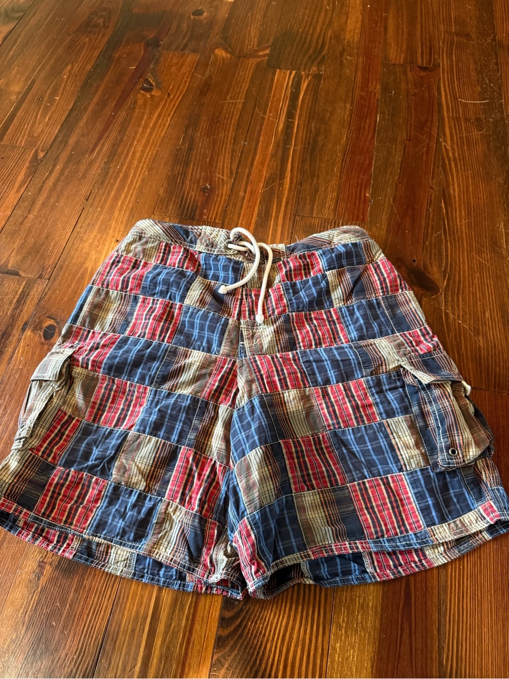 Men's Plaid Swim Shorts - Blue & Red